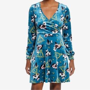 Harry‎ Potter Deathly Hallows Floral Velvet Dress Hot Topic